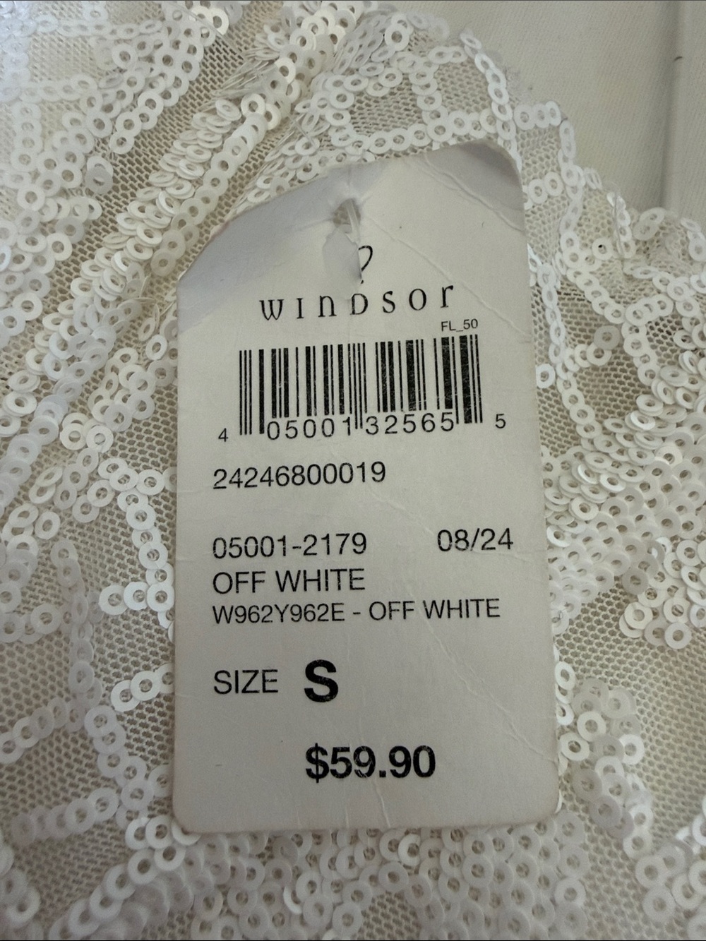 Windsor White Beaded Spaghetti Strap Mini Dress with Feather Hem - Picture 3 of 3